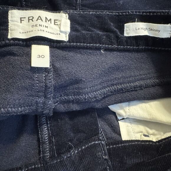 FRAME Le High Skinny Velvet Pants Trousers-Navy Blue Women’s Size 30 - Picture 7 of 7